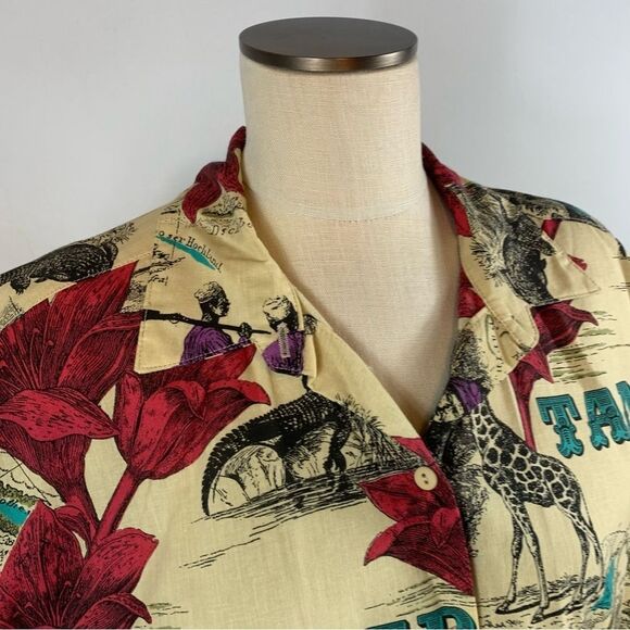 Vintage 80’s Art to Wear Novelty Print Button Front Top Size 24W Plus Size - Picture 5 of 11